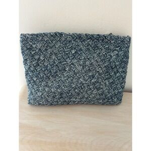 Sol and Selene Blue Woven Clutch Bag Denim Marl Braided Clutch Purse